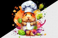 Watercolor cute guinea pig chef with toque animal pet print 20 oz tumbler skinny mug wrap clipart t-shirt sublimation printable design