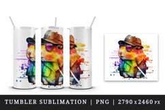 Watercolor cute guinea pig detective cloak and hat animal pet print 20 oz tumbler skinny mug wrap clipart t-shirt sublimation printable design
