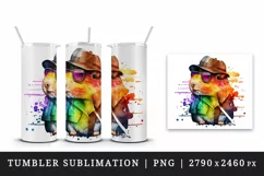 Watercolor cute guinea pig detective cloak and hat animal pet print 20 oz tumbler skinny mug wrap clipart t-shirt sublimation printable design