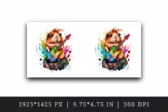 Watercolor cute guinea pig playing guitar rock star animal pet print 20 oz tumbler skinny mug wrap clipart t-shirt sublimation printable design