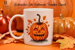 Watercolor Cute Halloween Pumpkin Clipart, Pumkin Mug PNG Product Image 2