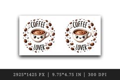 Watercolor cute happy coffee cup surrounded beans Coffee Lover quote print 20 oz tumbler skinny mug wrap clipart t-shirt sublimation printable design