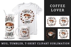 Watercolor cute happy coffee cup surrounded beans Coffee Lover quote print 20 oz tumbler skinny mug wrap clipart t-shirt sublimation printable design
