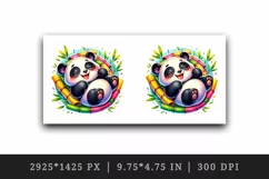 Watercolor cute happy panda rolling playfully colorful bamboo shoots print 20 oz tumbler skinny mug wrap clipart t-shirt sublimation printable design