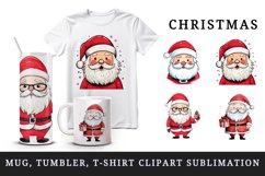 Watercolor cute happy Santa Claus Merry Christmas New Year winter print 20 oz tumbler skinny mug wrap clipart t-shirt sublimation printable design