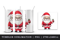 Watercolor cute happy Santa Claus Merry Christmas New Year winter print 20 oz tumbler skinny mug wrap clipart t-shirt sublimation printable design