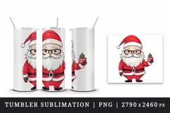 Watercolor cute happy Santa Claus Merry Christmas New Year winter print 20 oz tumbler skinny mug wrap clipart t-shirt sublimation printable design