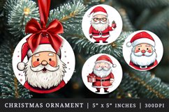 Watercolor cute happy Santa Claus with rosy cheeks Merry Christmas New Year winter print round ornament ornaments sublimation design
