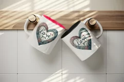 Watercolor cute heart cozy knitted pattern Love You quote Valentine Day print 20 oz tumbler mug wrap clipart t-shirt sublimation printable design