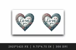 Watercolor cute heart cozy knitted pattern Love You quote Valentine Day print 20 oz tumbler mug wrap clipart t-shirt sublimation printable design