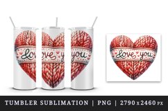 Watercolor cute heart cozy knitted pattern Love You quote Valentine Day print tumbler skinny mug wrap clipart t-shirt sublimation printable design