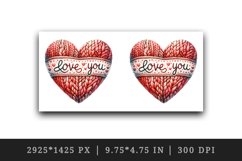 Watercolor cute heart cozy knitted pattern Love You quote Valentine Day print tumbler skinny mug wrap clipart t-shirt sublimation printable design