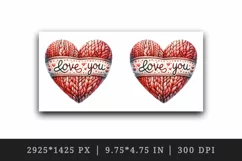Watercolor cute heart cozy knitted pattern Love You quote Valentine Day print tumbler skinny mug wrap clipart t-shirt sublimation printable design