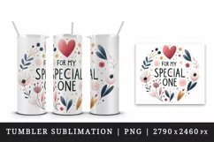 Watercolor cute heart For My Special One love Valentine Day quote print 20 oz tumbler skinny mug wrap clipart t-shirt sublimation printable design