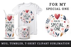 Watercolor cute heart For My Special One love Valentine Day quote print 20 oz tumbler skinny mug wrap clipart t-shirt sublimation printable design