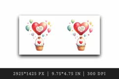Watercolor cute heart hot air balloon Love You quote Valentine Day print 20 oz tumbler skinny mug wrap clipart t-shirt sublimation printable design