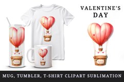 Watercolor cute heart hot air balloon Love You quote Valentine Day print 20 oz tumbler skinny mug wrap clipart t-shirt sublimation printable design