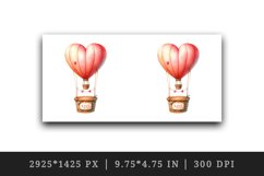 Watercolor cute heart hot air balloon Love You quote Valentine Day print 20 oz tumbler skinny mug wrap clipart t-shirt sublimation printable design