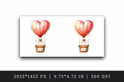 Watercolor cute heart hot air balloon Love You quote Valentine Day print 20 oz tumbler skinny mug wrap clipart t-shirt sublimation printable design