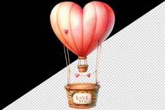 Watercolor cute heart hot air balloon Love You quote Valentine Day print 20 oz tumbler skinny mug wrap clipart t-shirt sublimation printable design