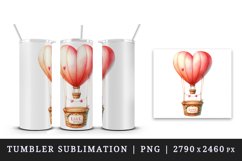 Watercolor cute heart hot air balloon Love You quote Valentine Day print 20 oz tumbler skinny mug wrap clipart t-shirt sublimation printable design