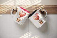 Watercolor cute heart hot air balloon Love You quote Valentine Day print 20 oz tumbler skinny mug wrap clipart t-shirt sublimation printable design