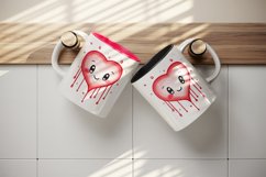 Watercolor cute heart kawaii cartoon character love 20 oz tumbler skinny mug wrap clipart t-shirt sublimation printable design