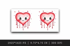 Watercolor cute heart kawaii cartoon character love 20 oz tumbler skinny mug wrap clipart t-shirt sublimation printable design