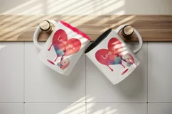 Watercolor cute heart painted character Love You quote Valentine Day print 20 oz tumbler skinny mug wrap clipart t-shirt sublimation printable design