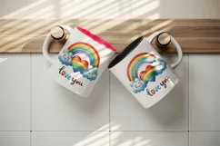 Watercolor cute heart rainbow lgbtq Love You quote Valentine Day print 20 oz tumbler skinny mug wrap clipart t-shirt sublimation printable design