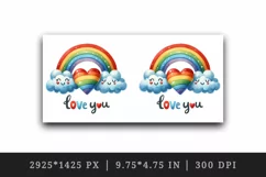 Watercolor cute heart rainbow lgbtq Love You quote Valentine Day print 20 oz tumbler skinny mug wrap clipart t-shirt sublimation printable design