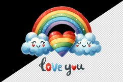Watercolor cute heart rainbow lgbtq Love You quote Valentine Day print 20 oz tumbler skinny mug wrap clipart t-shirt sublimation printable design