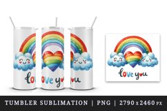 Watercolor cute heart rainbow lgbtq Love You quote Valentine Day print 20 oz tumbler skinny mug wrap clipart t-shirt sublimation printable design