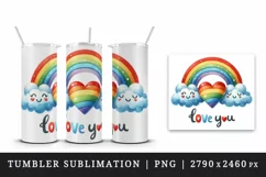 Watercolor cute heart rainbow lgbtq Love You quote Valentine Day print 20 oz tumbler skinny mug wrap clipart t-shirt sublimation printable design