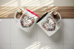 Watercolor cute heart wreath wildflowers Love You quote Valentine Day print 20 oz tumbler skinny mug wrap clipart t-shirt sublimation printable design