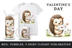 Watercolor cute hedgehog letter sealed heart Love Valentine Day quote print 20 oz tumbler skinny mug wrap clipart t-shirt sublimation printable design