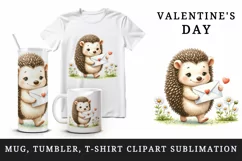 Watercolor cute hedgehog letter sealed heart Love Valentine Day quote print 20 oz tumbler skinny mug wrap clipart t-shirt sublimation printable design