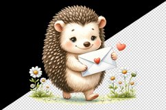Watercolor cute hedgehog letter sealed heart Love Valentine Day quote print 20 oz tumbler skinny mug wrap clipart t-shirt sublimation printable design