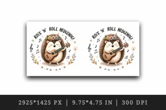 Watercolor cute hedgehog playing guitar music animal quote rock roll print 20 oz tumbler skinny mug wrap clipart t-shirt sublimation printable design