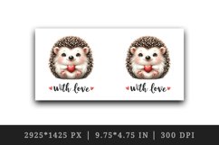 Watercolor cute hedgehog with heart With Love Valentine Day quote print 20 oz tumbler skinny mug wrap clipart t-shirt sublimation printable design