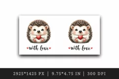 Watercolor cute hedgehog with heart With Love Valentine Day quote print 20 oz tumbler skinny mug wrap clipart t-shirt sublimation printable design