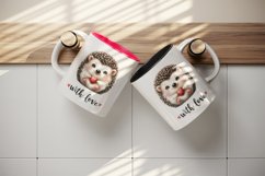 Watercolor cute hedgehog with heart With Love Valentine Day quote print 20 oz tumbler skinny mug wrap clipart t-shirt sublimation printable design