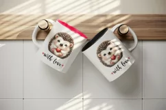 Watercolor cute hedgehog with heart With Love Valentine Day quote print 20 oz tumbler skinny mug wrap clipart t-shirt sublimation printable design