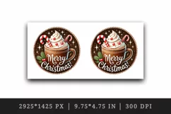 Watercolor cute hot chocolate Merry Christmas quote New Year winter print 20 oz tumbler skinny mug wrap clipart t-shirt sublimation printable design