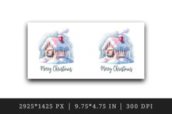 Watercolor cute house with icicles Merry Christmas quote print 20 oz tumbler skinny mug wrap clipart t-shirt sublimation printable design