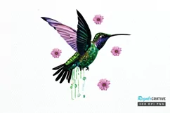 Watercolor Cute Hummingbird PNG Clipart Product Image 1