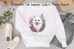 Watercolor Cute Japanese Spitz in Flower Clipart, Product Image 11