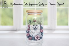 Watercolor Cute Japanese Spitz in Flower Clipart, Product Image 5