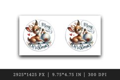 Watercolor cute joyful reindeer playing bauble Merry Christmas quote print 20 oz tumbler skinny mug wrap clipart t-shirt sublimation printable design
