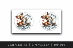 Watercolor cute joyful reindeer playing bauble Merry Christmas quote print 20 oz tumbler skinny mug wrap clipart t-shirt sublimation printable design